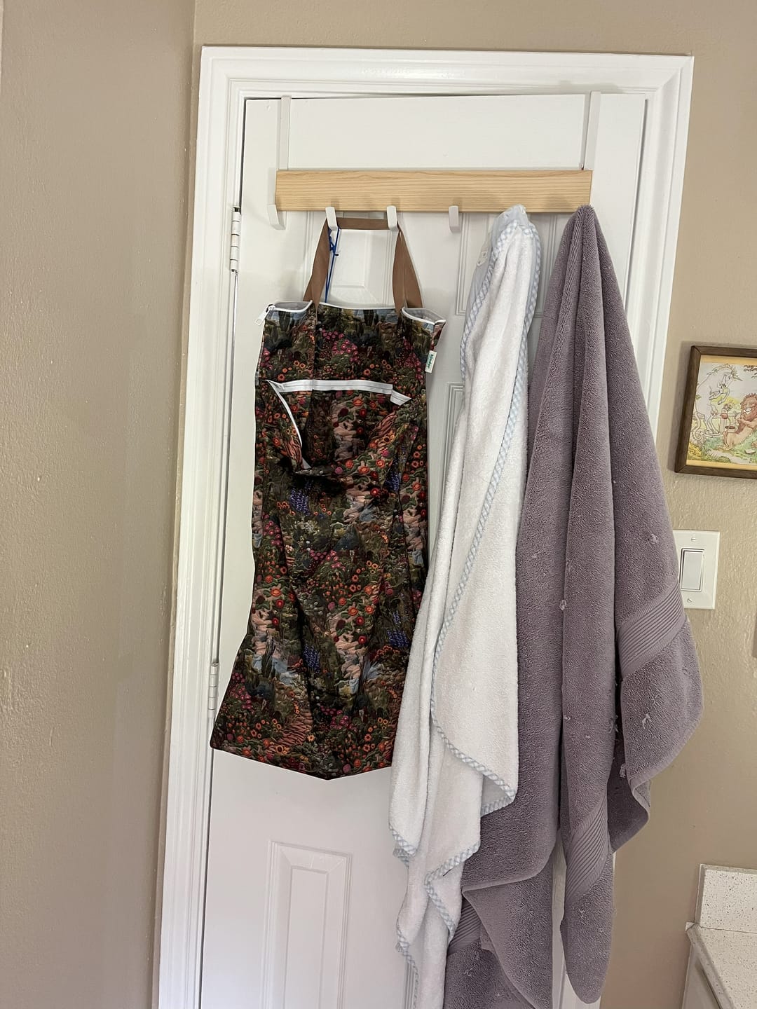 Customer photo review of Large Zipper Hanging Wet Bag, Laundry Bag with Handles