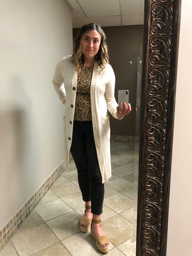 Customer photo review of Textured Button Tunic Cardigan