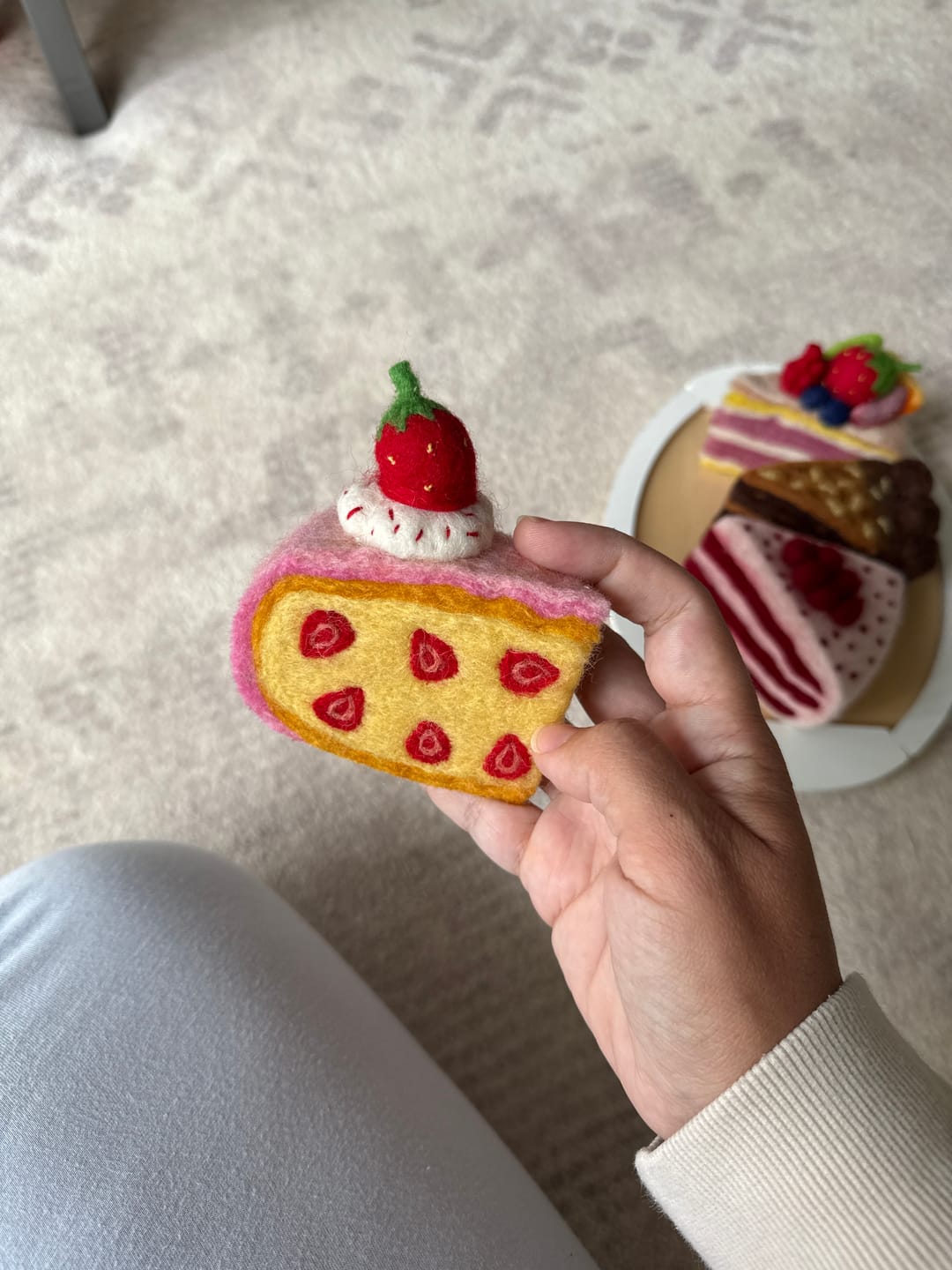 Customer photo review of Felt Strawberry Torte Slice