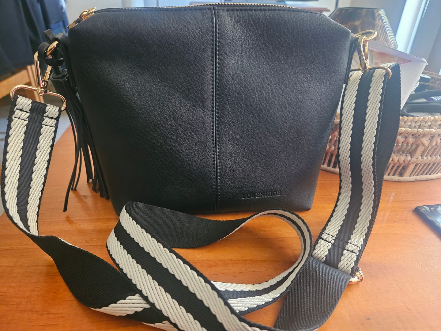 Customer photo review of Kasey Stripe Crossbody Bag - Blush Pink