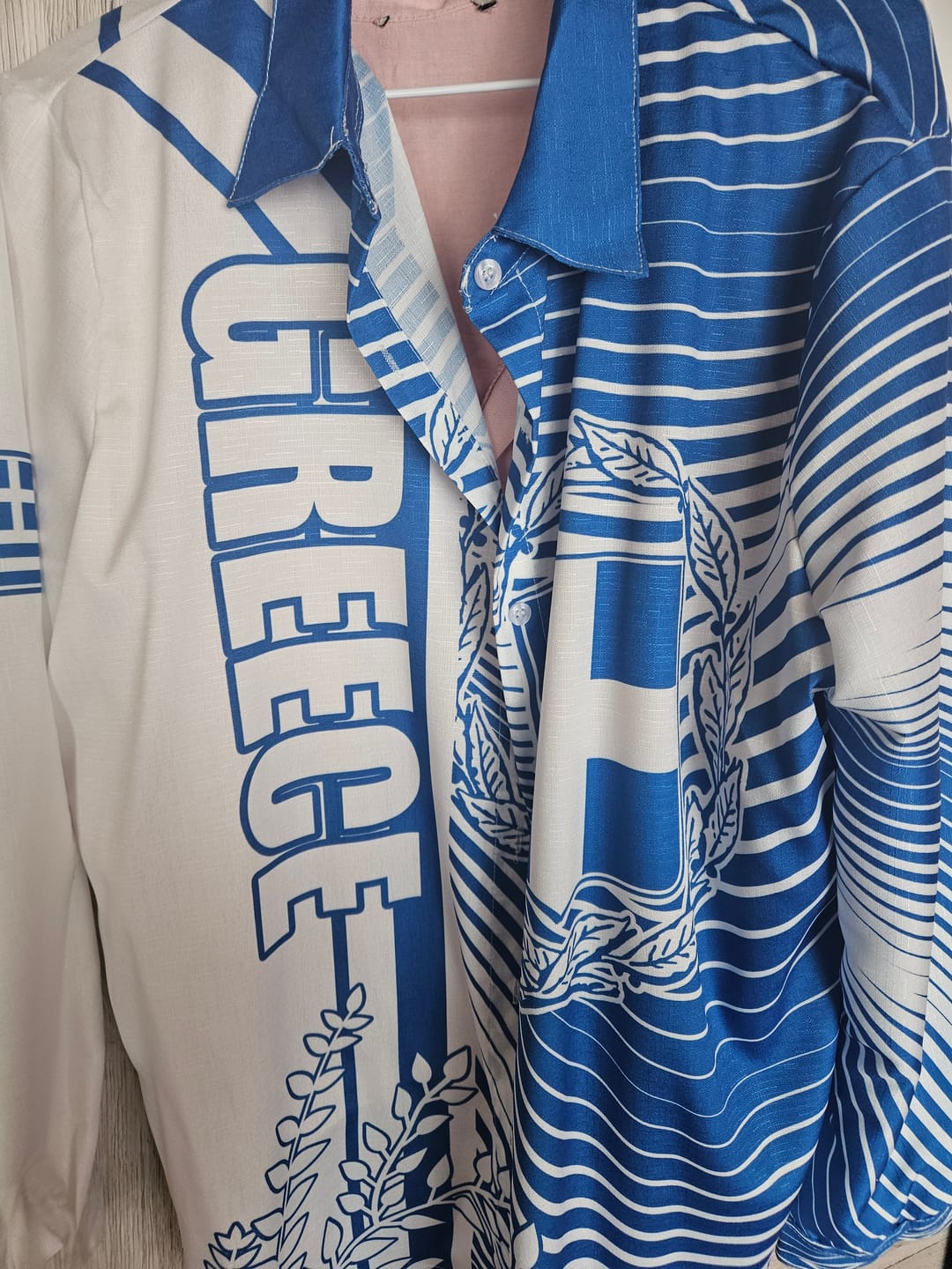 Customer photo review of Personalized Greece Coat of Arms Women Casual Shirt Greek cross and Two Laurel Branches LT17
