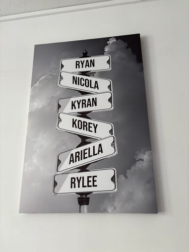 Customer photo review of NAMES ONLY STREET SIGN by Cstm Canvas