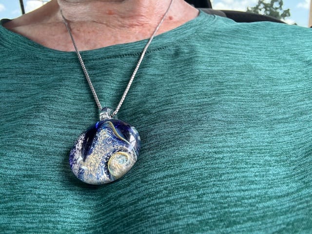 Customer photo review of Nightswirl Cremation Pendant