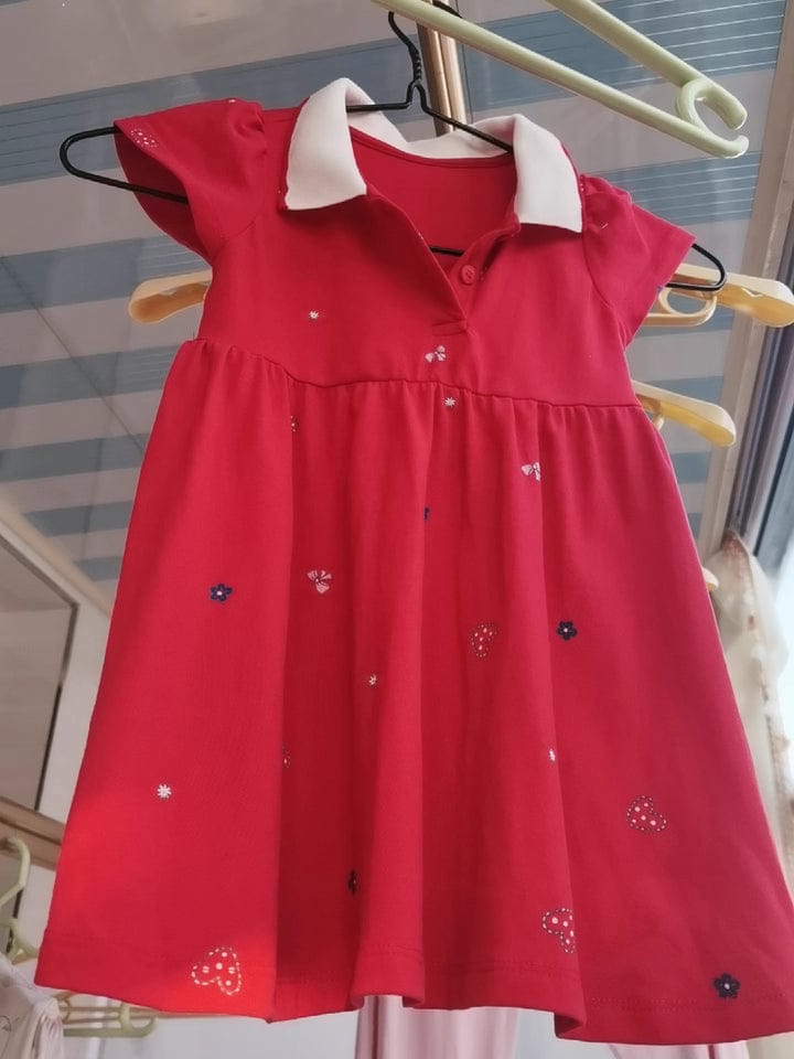 Customer photo review of DaveBella Girl Summer Cotton Red/Pink Polo Princess Dress