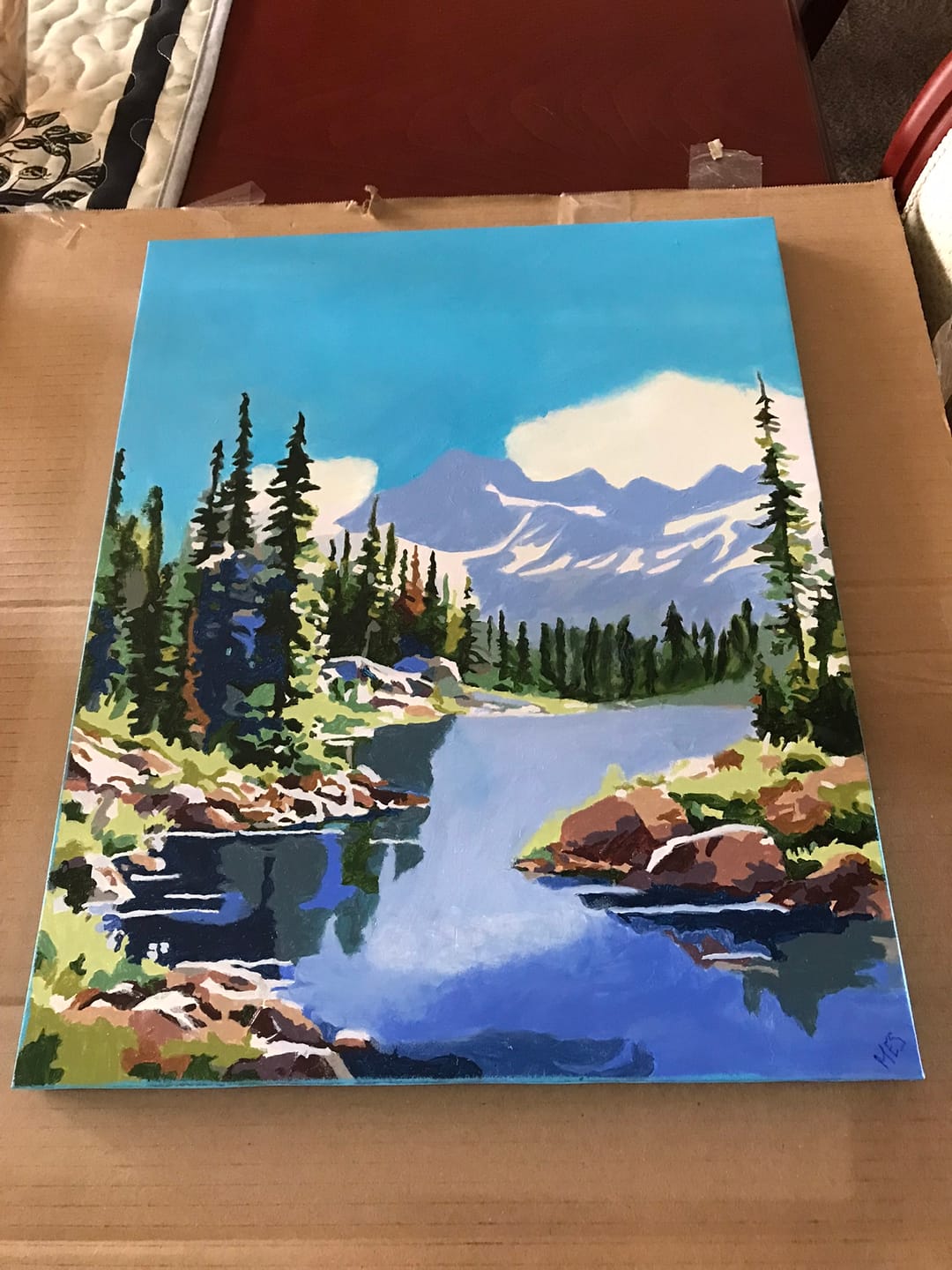 Customer photo review of Calm Morning In The Mountains  Paint by Numbers Kit