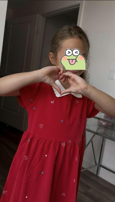 Customer photo review of DaveBella Girl Summer Cotton Red/Pink Polo Princess Dress