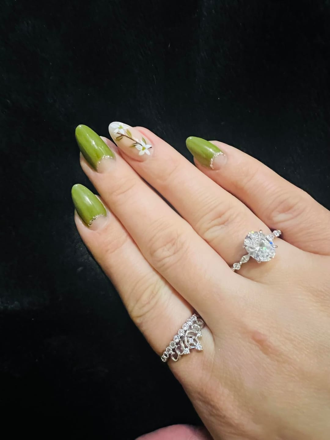 Customer photo review of 3CT Oval Cut Cubic Zirconia Promise Ring in Sterling Silver