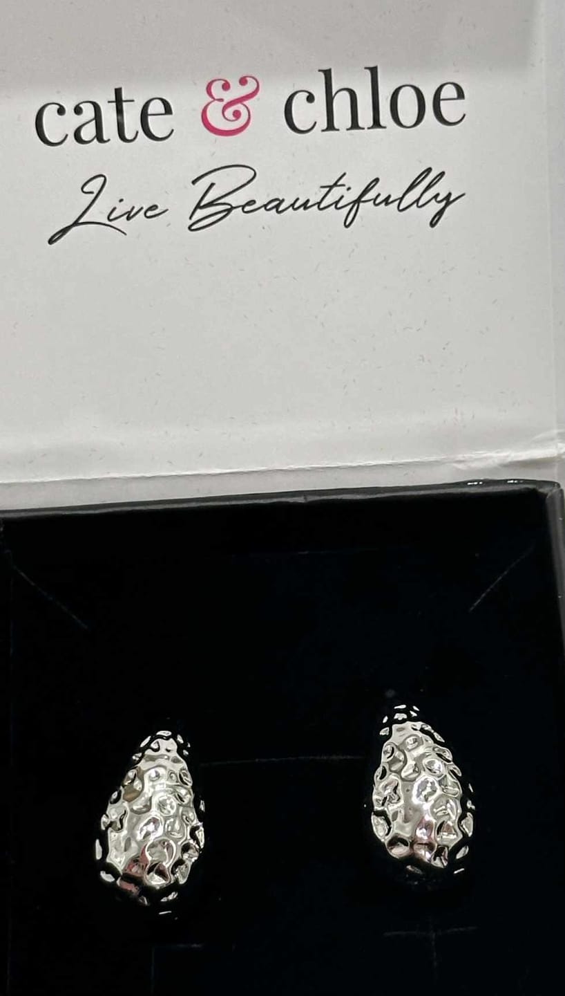 Customer photo review of Candice 18k White Gold Plated Teardrop Stud Earrings