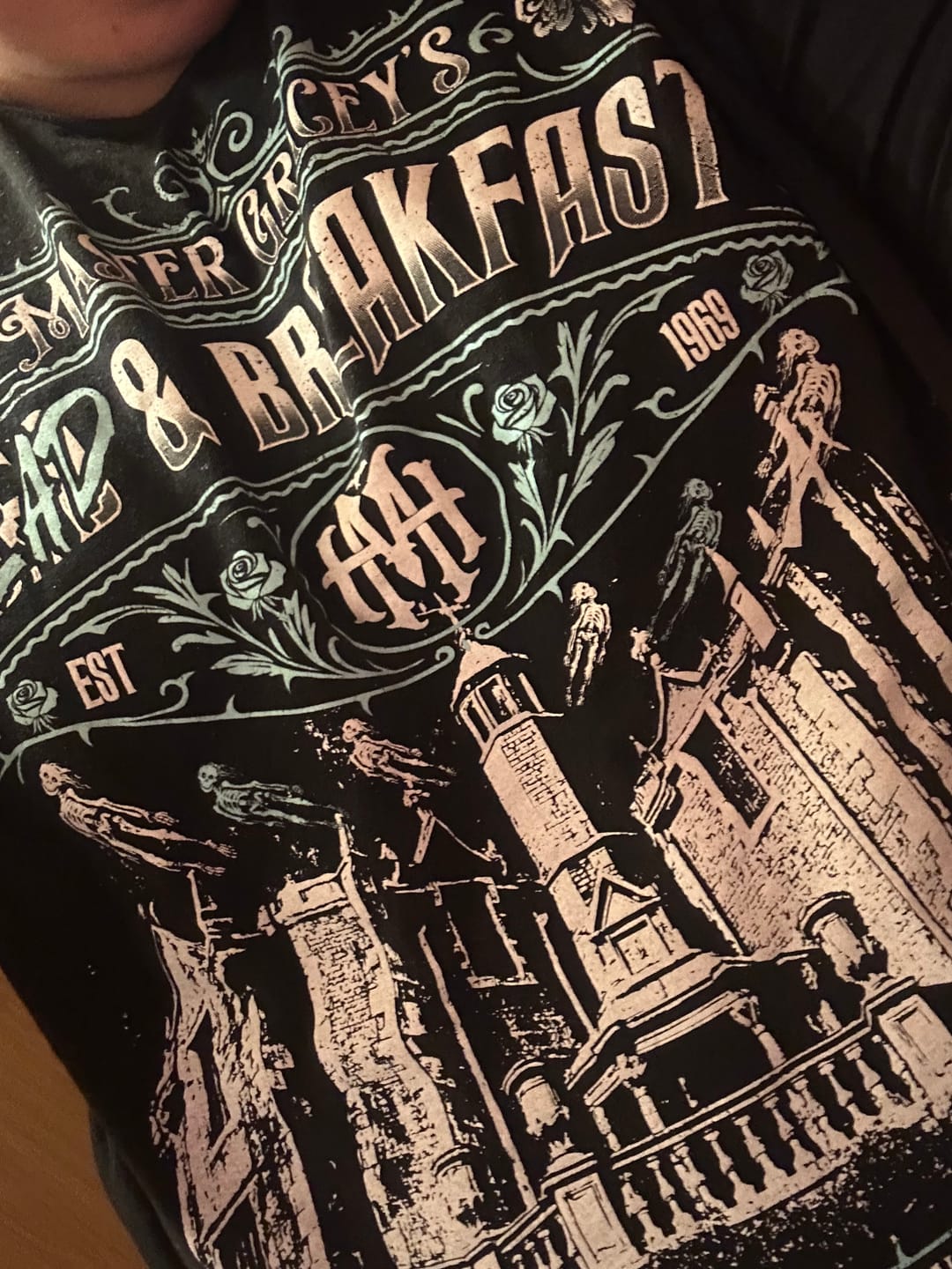 Customer photo review of Haunted Mansion Shirt (Master Gracey's Dead & Breakfast)