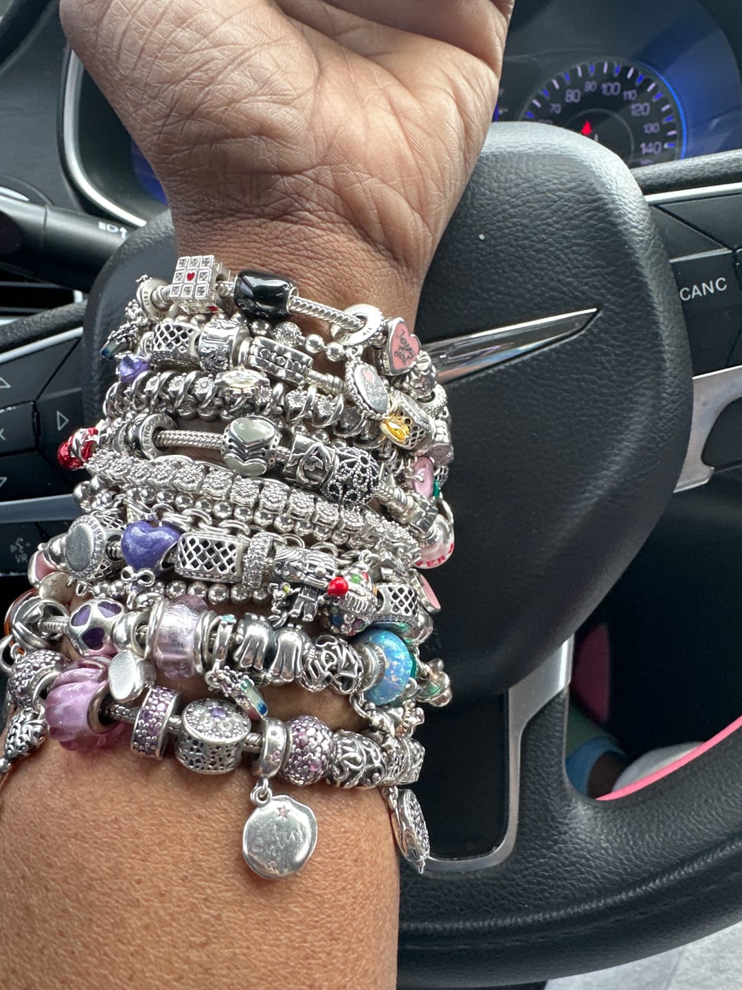 Customer photo review of PANDORA Light Grey Enamel Hearts Sterling Silver Charm