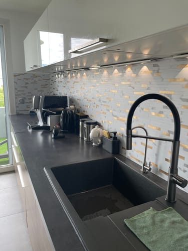 Customer photo review of Mosaique Adhésive Blanc doré Réctanguilaire