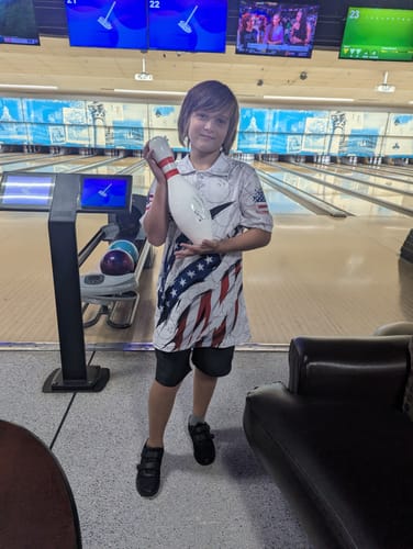 Customer photo review of Custom Us Flag Bowling Polo Shirts For Men, Patriotic Bowling Team Shirts Bowling Outfits IPHW6867