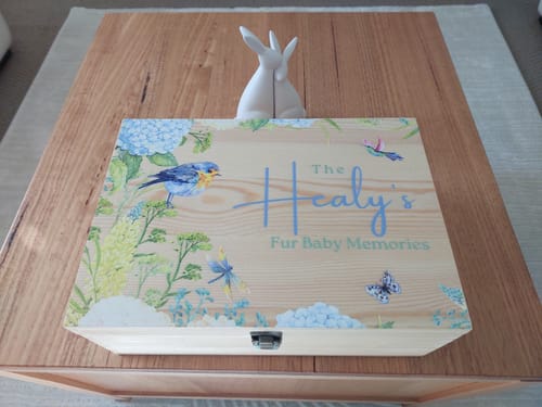 Customer photo review of Personalised Printed Floral Wooden Treasure Keepsake Box
