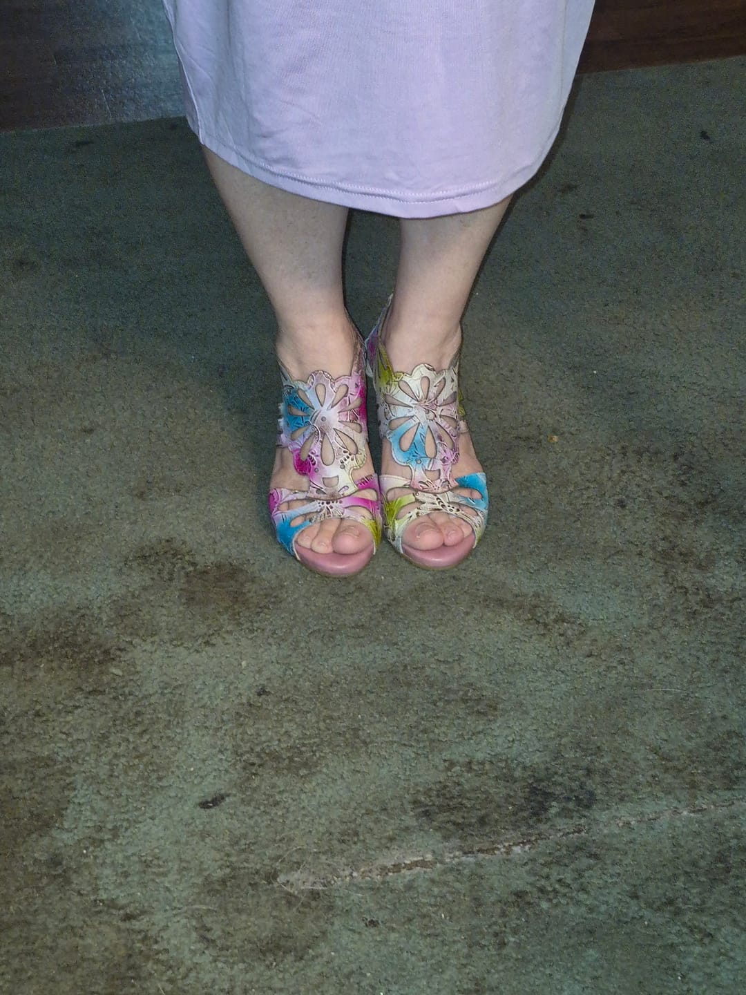 Customer photo review of Bohemia Leather Block Heel Comfy Sandals