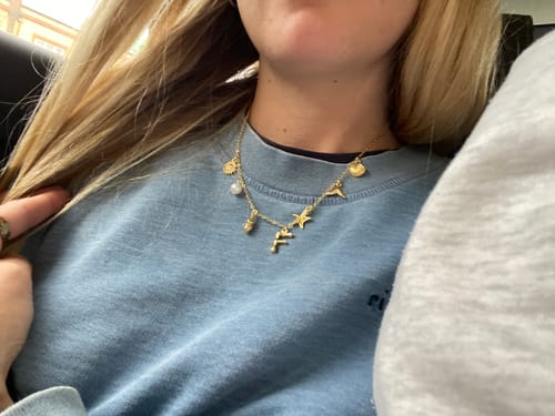 Customer photo review of GOLD OCEAN LETTER NECKLACE