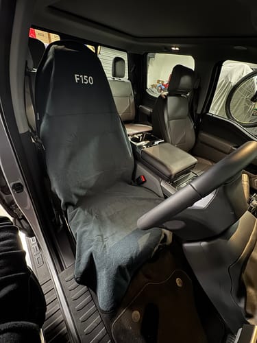 Customer photo review of Waterproof Car Seat Towel – Charcoal Grey | Towel Society