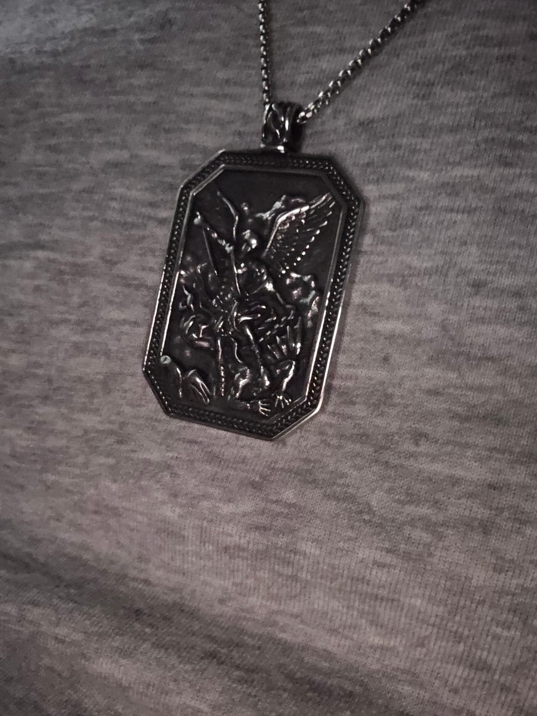 Customer photo review of FREE Today: Classic Style St. Michael the Archangel Protection Stainless Steel Pendant Necklace
