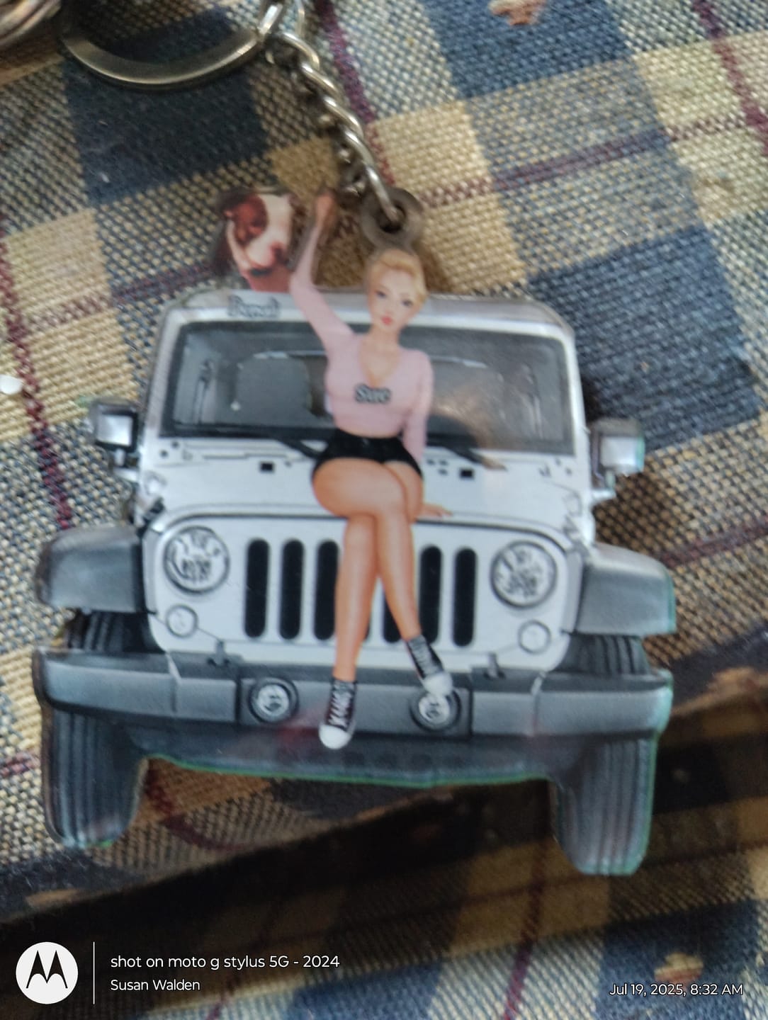 Customer photo review of Personalized A Girl With Off-Road Car And Dog Keychain Gift For Journey Girls