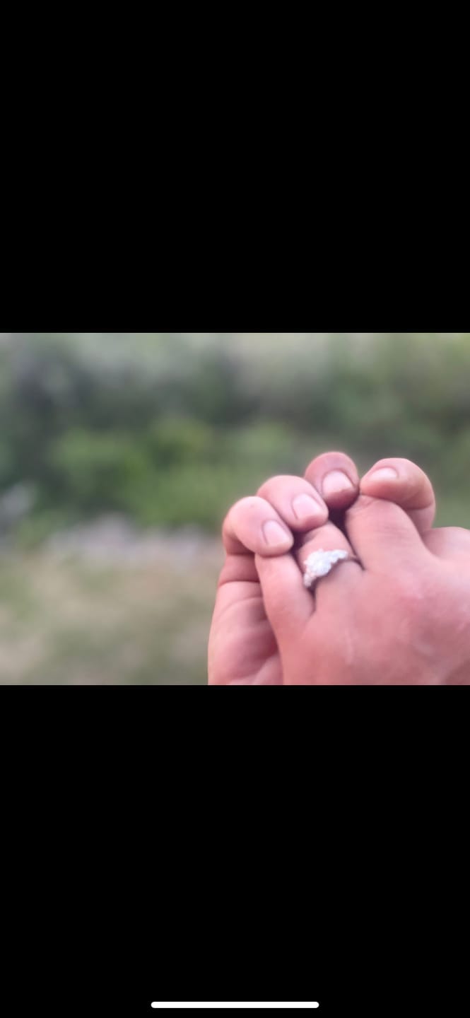 Customer photo review of Oval Cut Moissanite With Marquise Cluster Engagement Ring