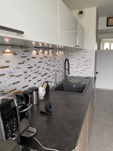 Customer photo review of Mosaique Adhésive Blanc doré Réctanguilaire