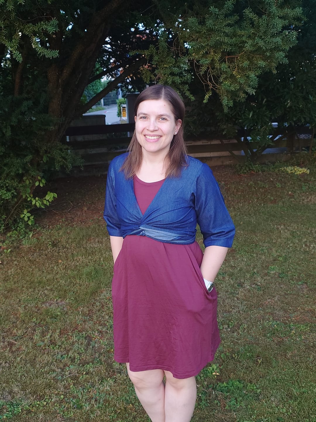 Customer photo review of NEW! Denim Tencel Wrap Top