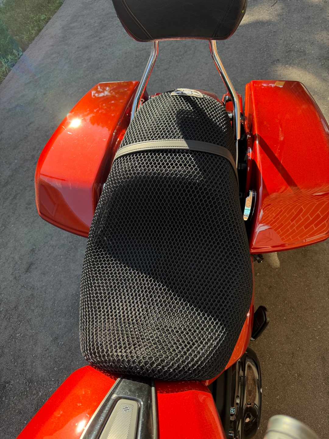 Wind Rider mesh seat cover on a Harley Davidson Road Glide