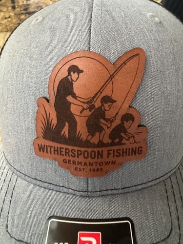 Customer photo review of Custom Leather Patch Trucker Hat - Richardson 112
