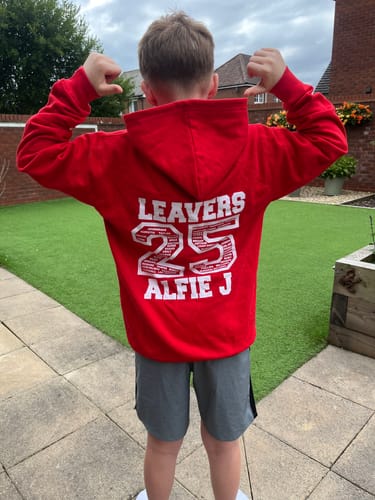 Customer photo review of Personalised 2025  School College Leavers Hoody