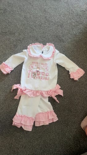 undefined review of Girls White & Pink Birthday Frilly Pyjamas image 1 out of 1