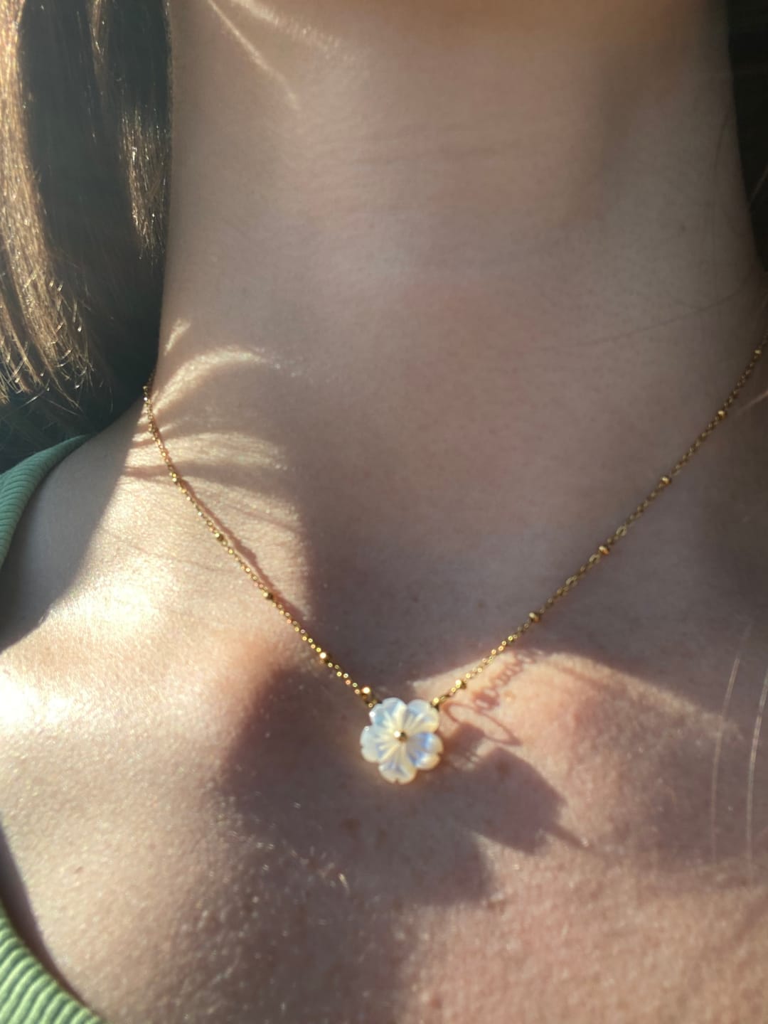 Customer photo review of White Blossom Flower Necklace