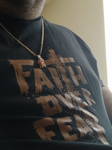 Customer photo review of Faith Over Fear Tee