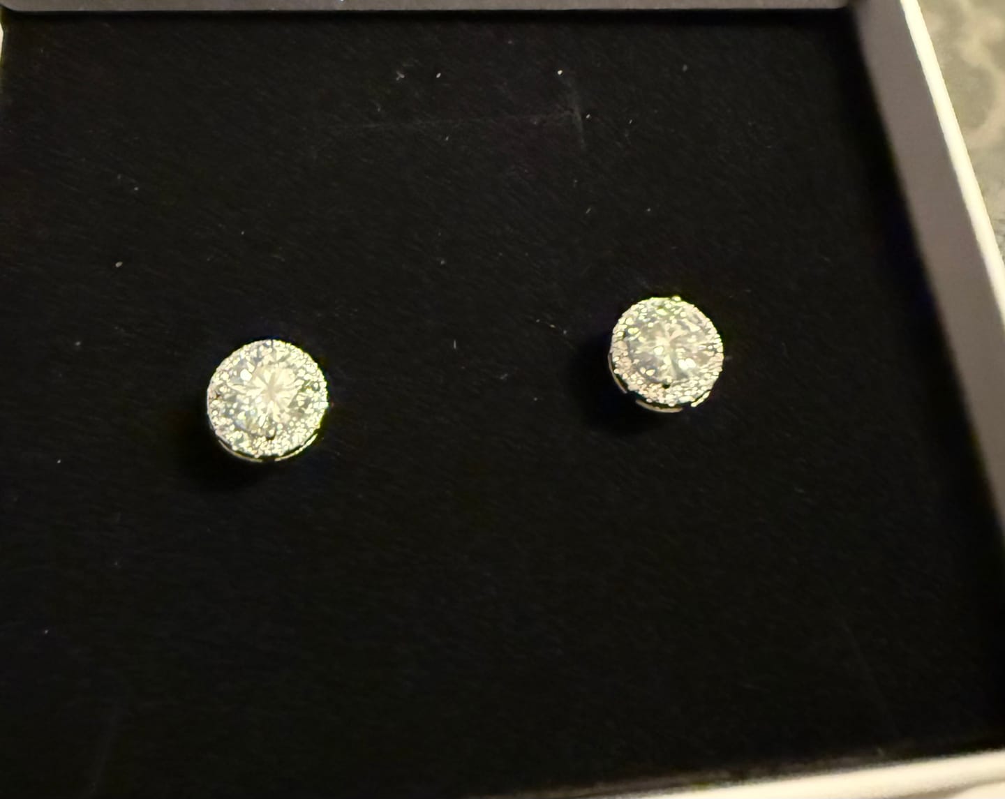 Customer photo review of 6MM Halo Moissanite Earrings