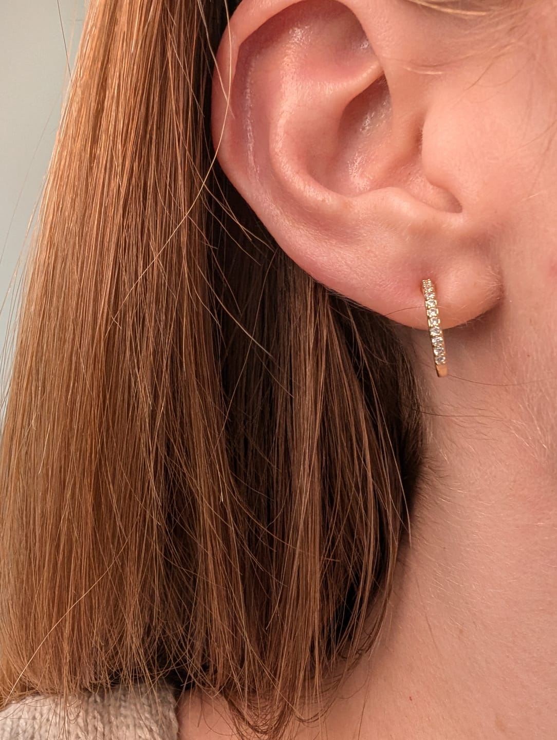 Customer photo review of Medium Pavé Hoop Clip On Earrings in Gold