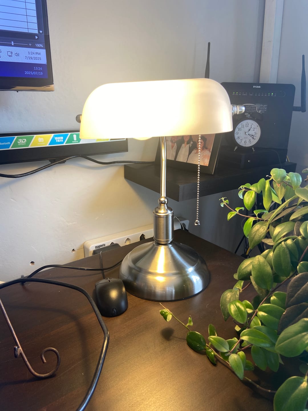 Customer photo review of Bankers Metal and Glass Table Lamp Gold | Chrome