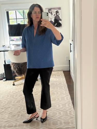 Customer photo review of Kylan Vacation Top - Soft Stripe :: River/Ivory