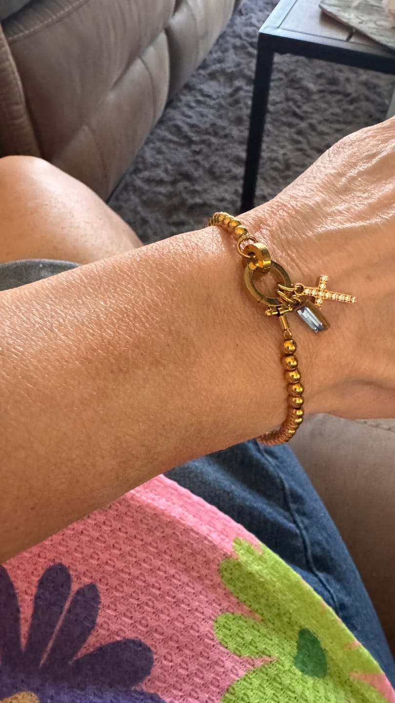 Customer photo review of Beaded Birthstone Initial Charm Bracelet