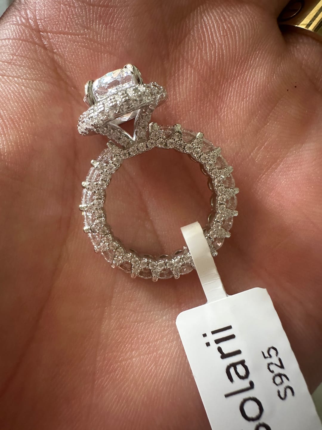 Customer photo review of Gorgeous Hidden Halo Oval Cut 4.0ct Engagement Ring In Sterling Silver