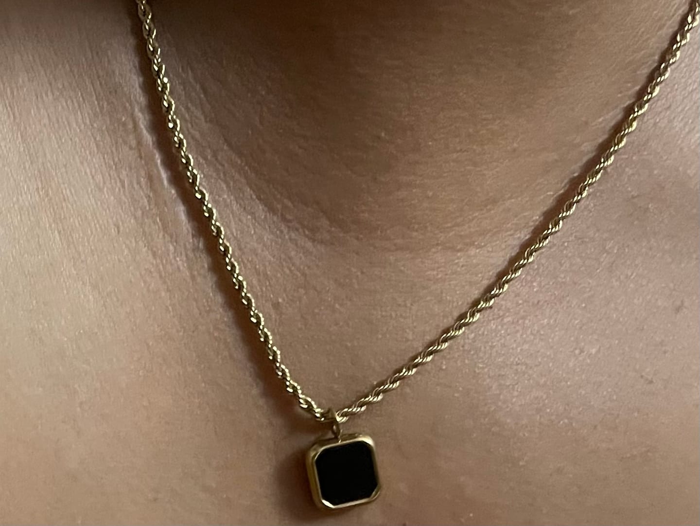 Customer photo review of Black Enamel Necklace