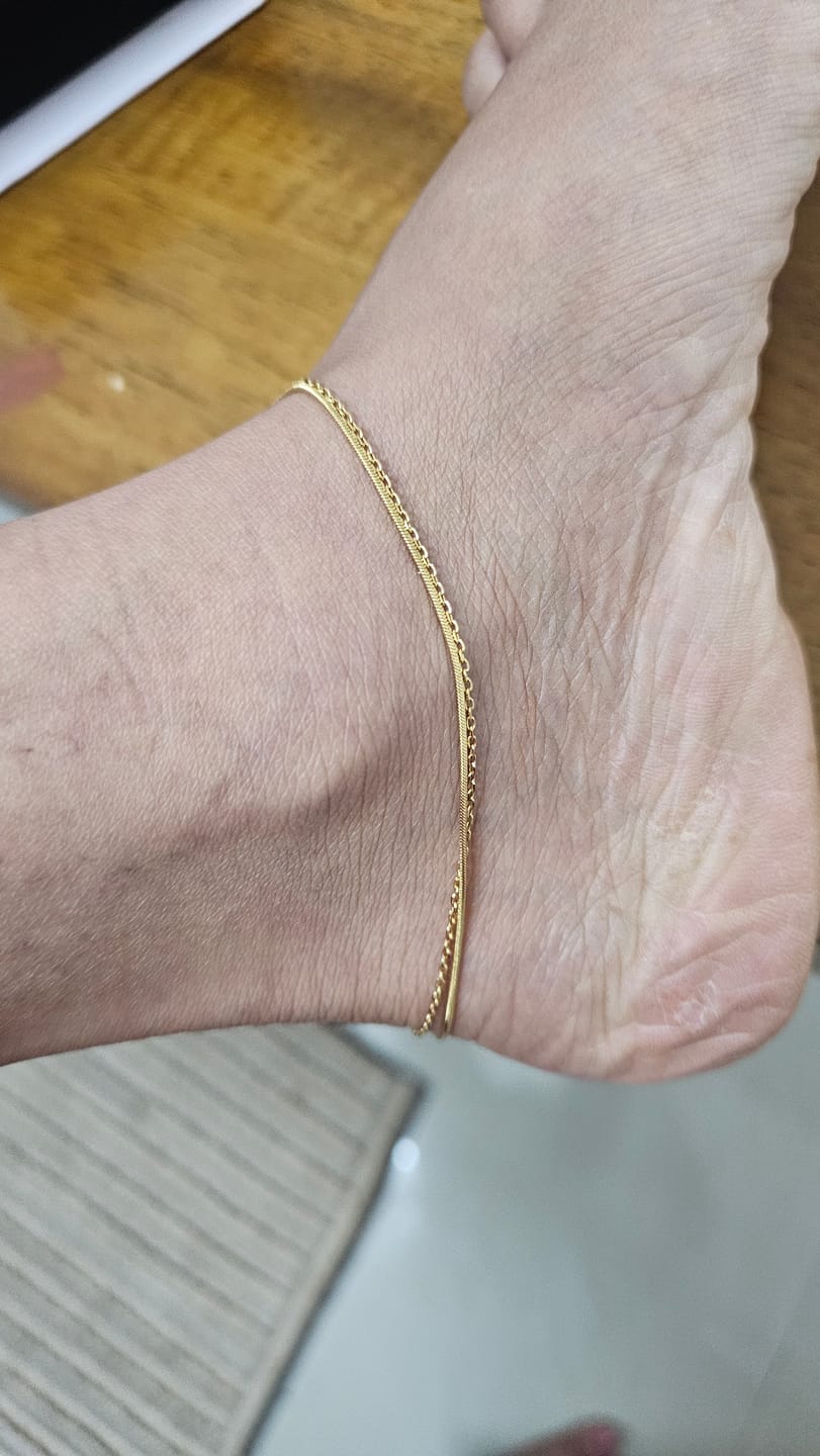 Customer photo review of Two Layered Solid Cable Anklet