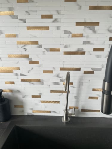 Customer photo review of Mosaique Adhésive Blanc doré Réctanguilaire