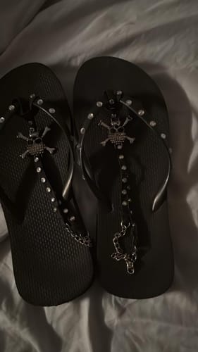Customer photo review of Just Love Skulls Flip Flops