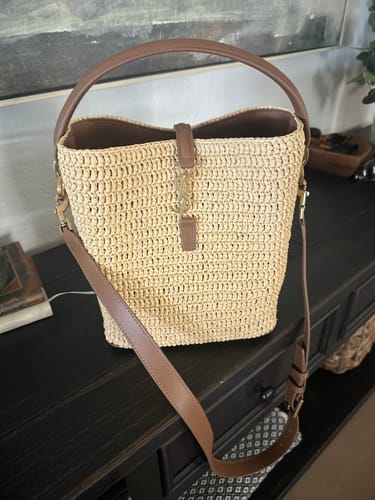 Customer photo review of YSL LE 37 20CM BEIGE RAFFIA BUCKET BAG
