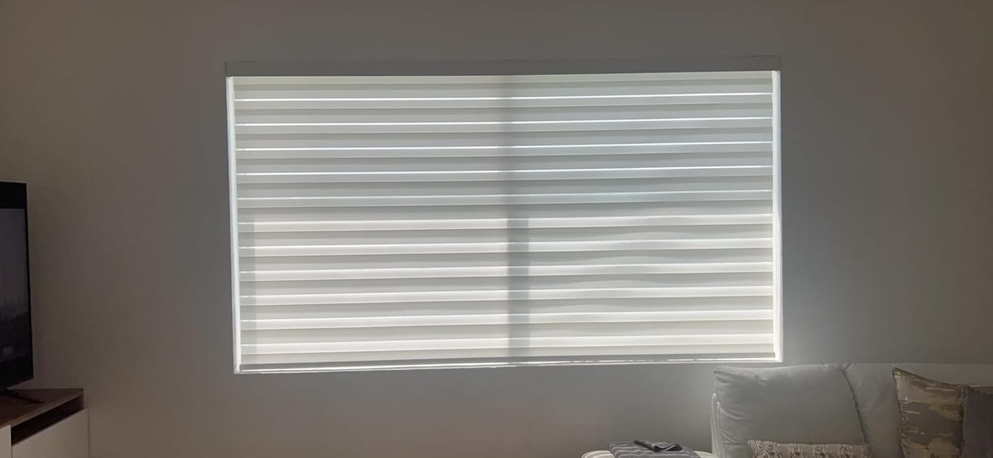 Customer photo review of Bringnox Motorized Zebra Roller Blinds 60% Blackout