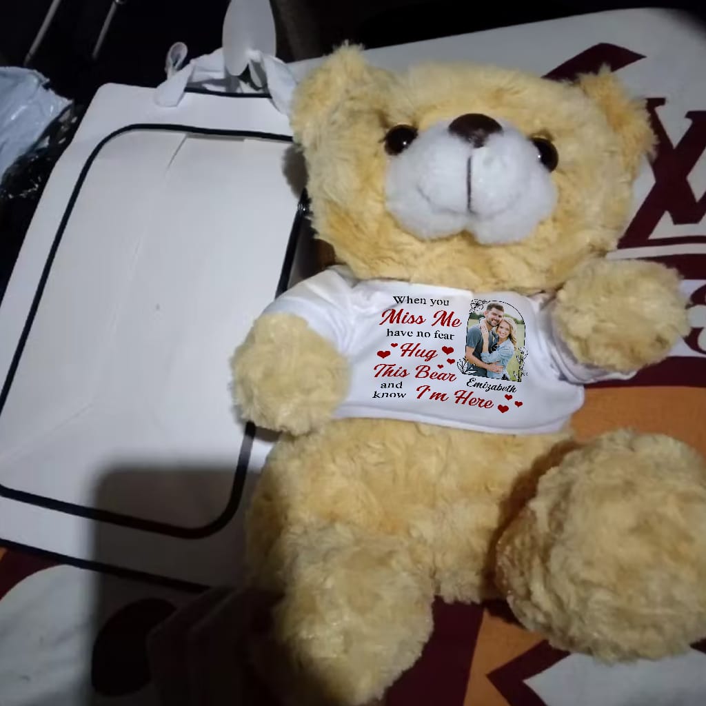 Customer photo review of Think Of This Is A Hug From Heaven - Personalized Memorial Teddy Bear