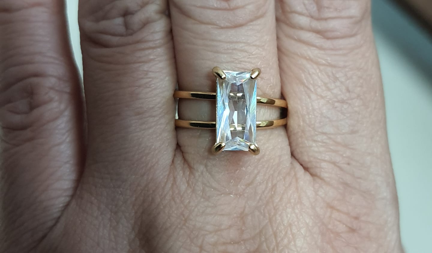 Customer photo review of Stacked Zirconia Gold Ring