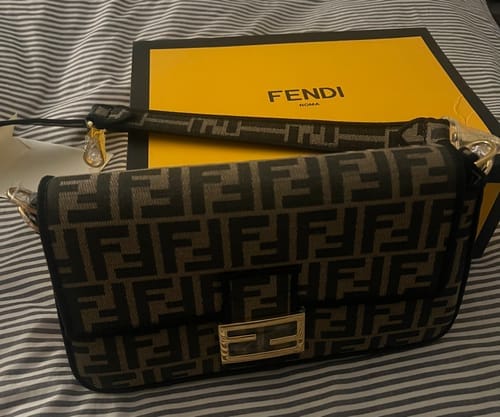 Customer photo review of Fend Baguette 27 Brown FF Jacquard Fabric Bag Ghw