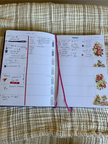 Customer photo review of Horizontal Week Planner, 2025-2026 (book bound) | Neon Sky