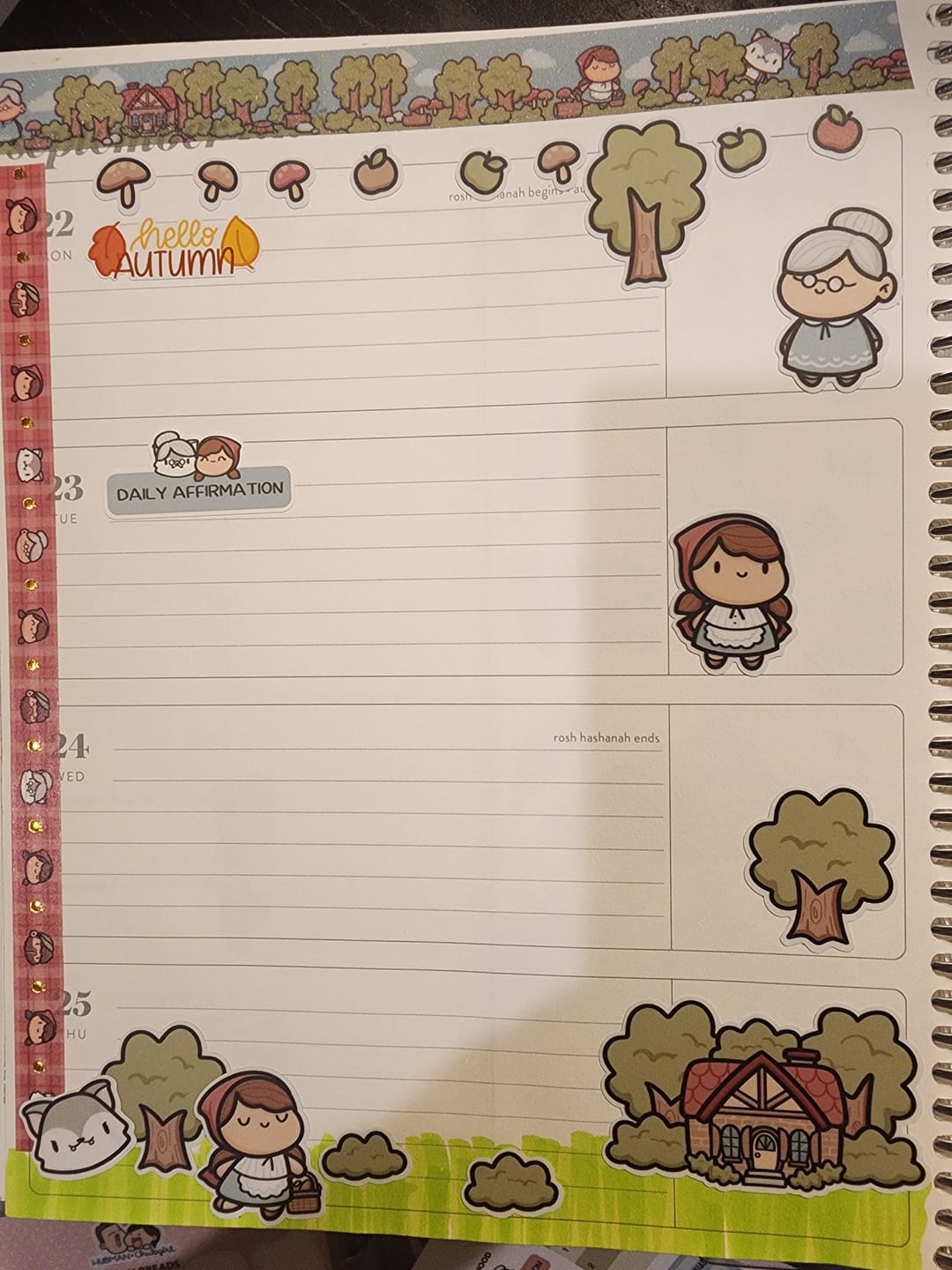 Customer photo review of Sticker Sheet - Gratitude Prompts Red Riding Hood Theme