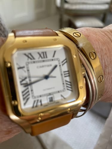 Customer photo review of SANTOS 38MM GOLD CASE AUTOMATIC LEATHER