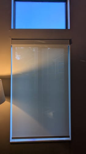 Customer photo review of SmartWings Motorized Light Filtering Solar Shades 1%/3%/5% Openness Aventus